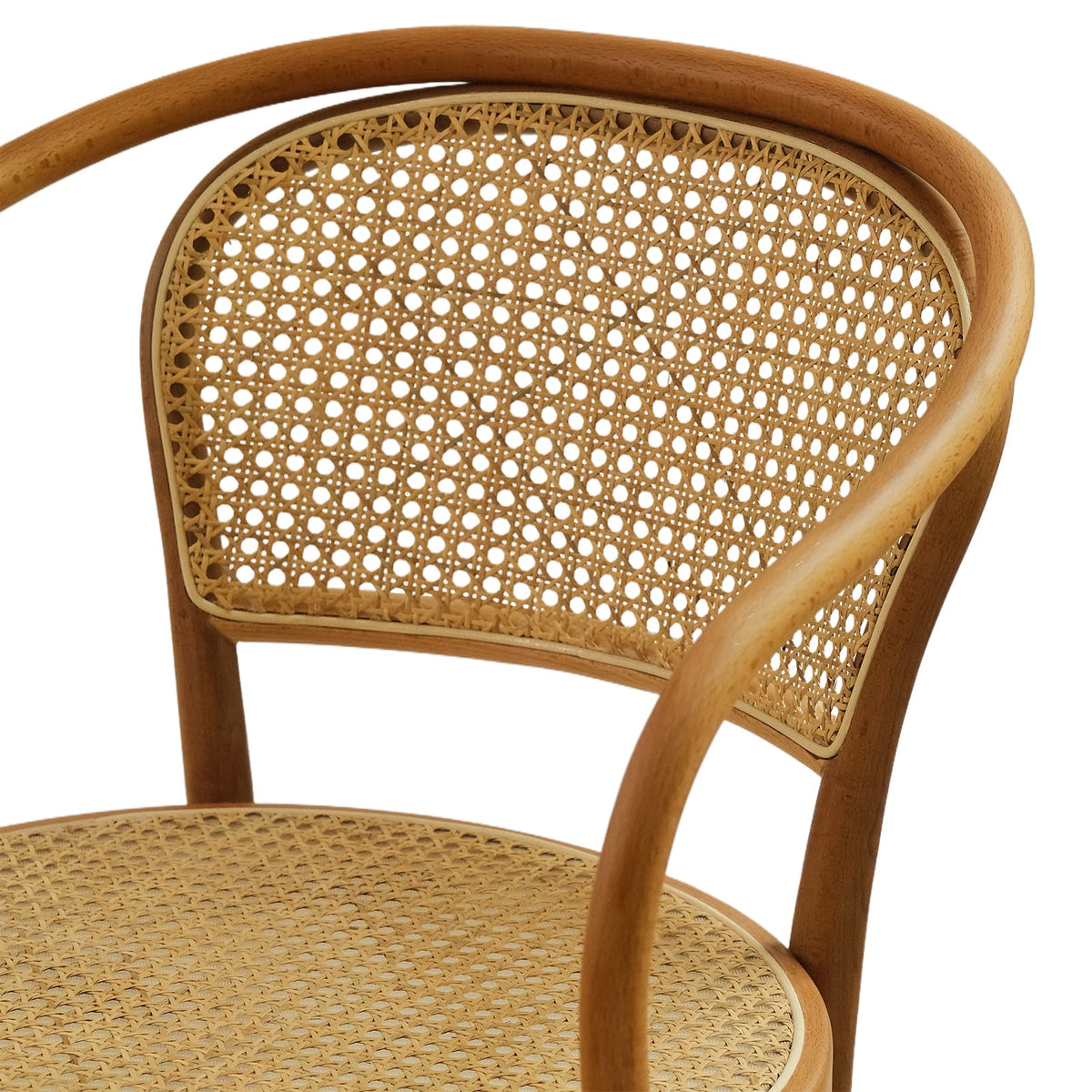 Prague Armchair (CH30B) with Rattan Back Central European Design Solid Wood American Beech Bentwood Dining Chair - Walnut/Oak/Black picket and rail