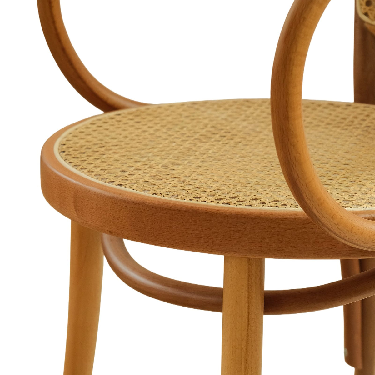 Prague Armchair (CH30B) with Rattan Back Central European Design Solid Wood American Beech Bentwood Dining Chair - Walnut/Oak/Black picket and rail