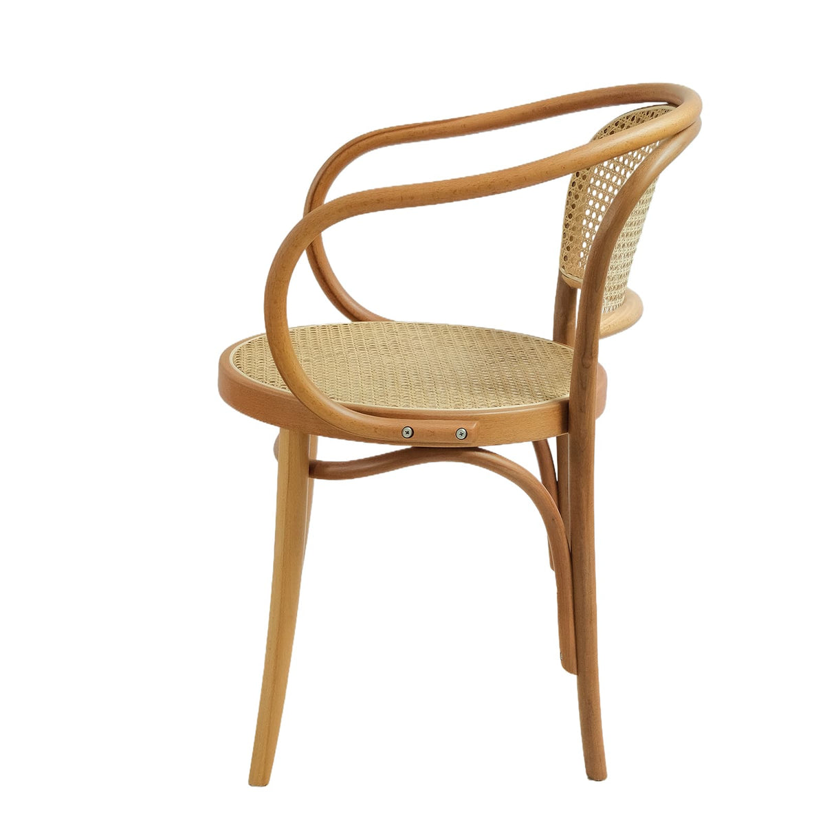 Prague Armchair (CH30B) with Rattan Back Central European Design Solid Wood American Beech Bentwood Dining Chair - Walnut/Oak/Black picket and rail