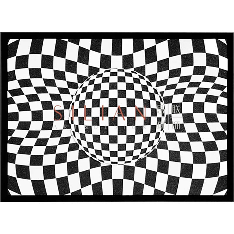 QiLing Gao - Abstract Chessboard Licensed Print (SWH00478) picket and rail