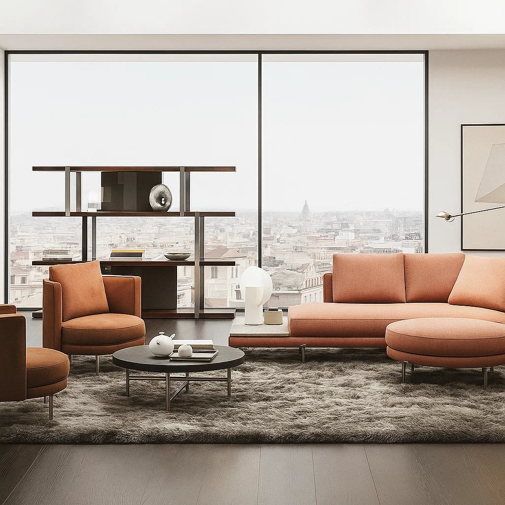 Ravino (SF12016) - Italian Minimalist Custom Sofa Bespoke in Leather & Fabric picket and rail