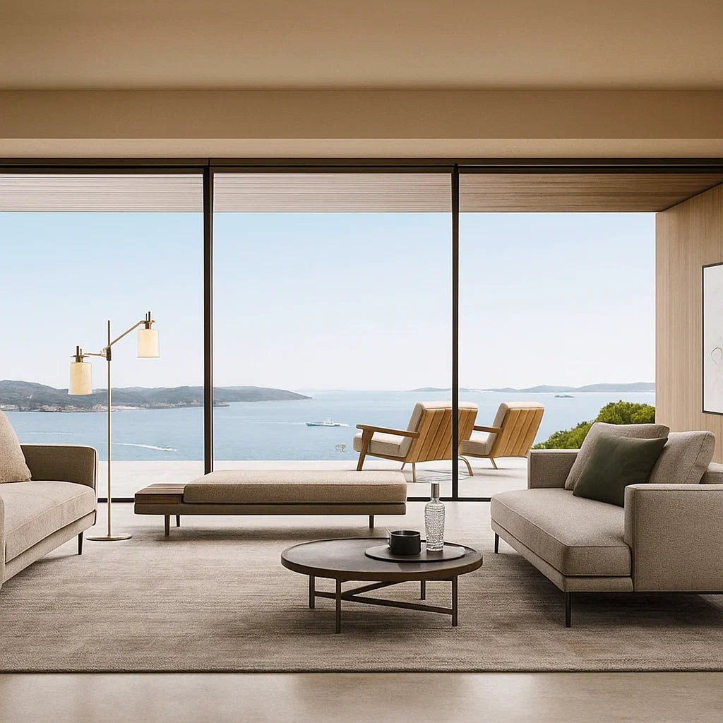 Ravino (SF12016) - Italian Minimalist Custom Sofa Bespoke in Leather & Fabric picket and rail