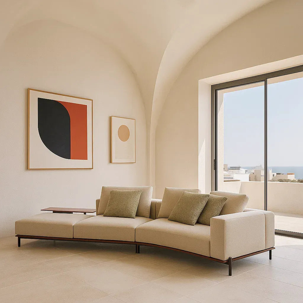 Riviera (SF-12031) - Italian Minimalist Custom Sofa Bespoke in Leather & Fabric picket and rail