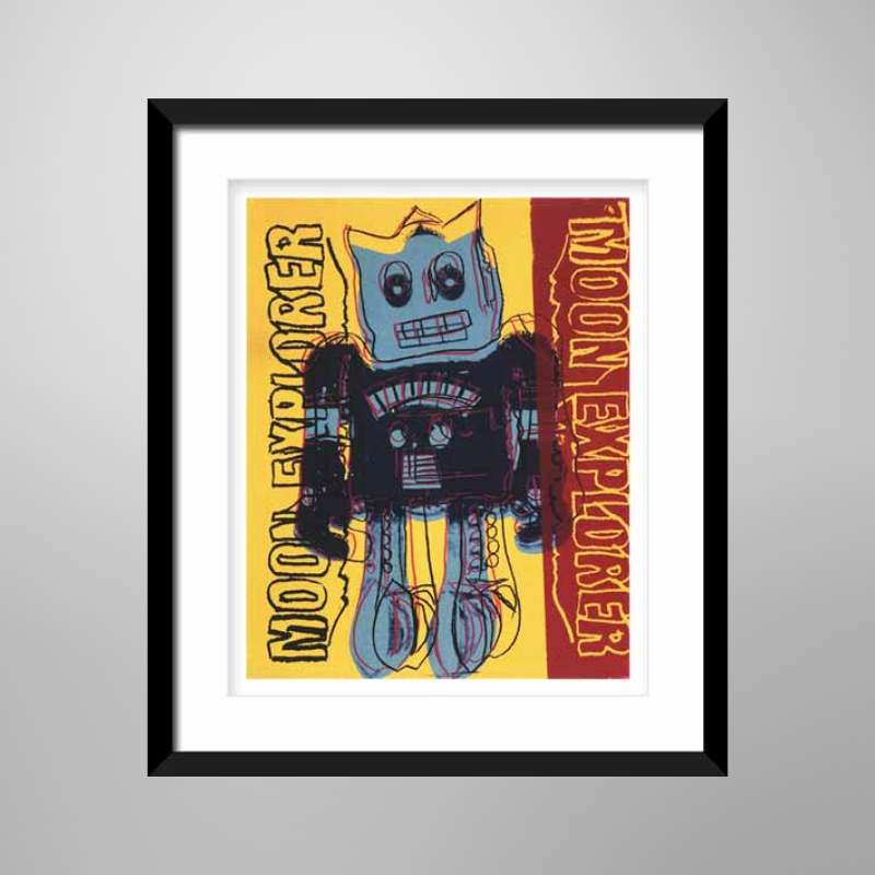 Andy Warhol "Moon Explorer Robot, Blue & Yellow)", 1983 | Licensed Art Print | Framed Art | Lithograph | Pop Art