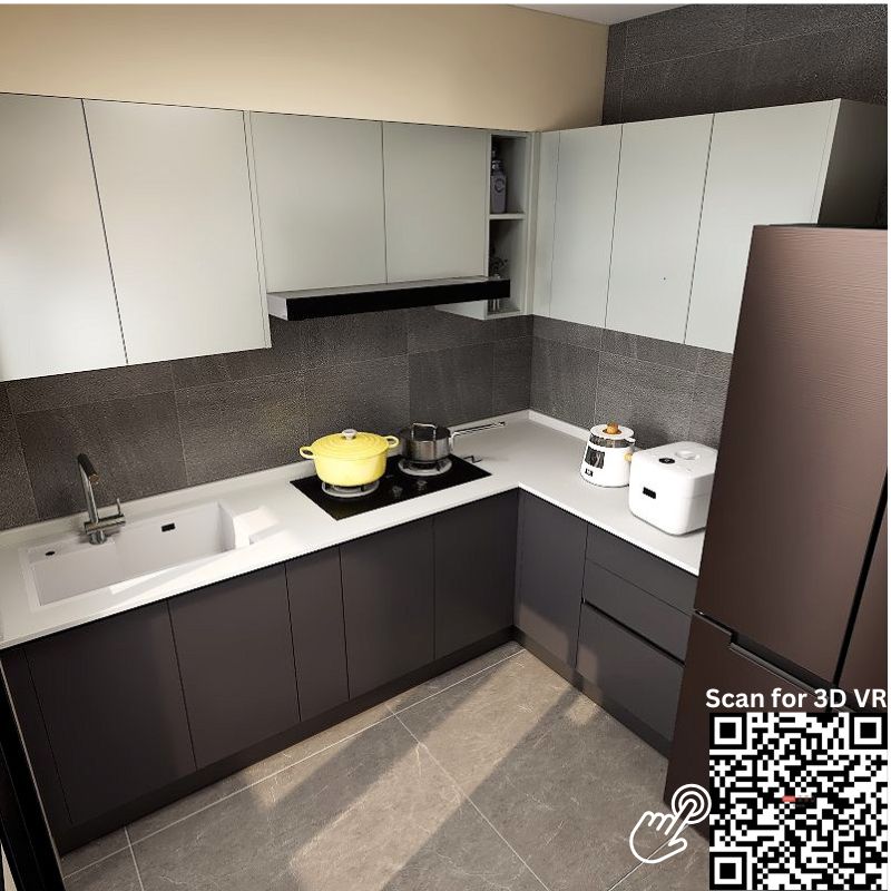 SCHMITT Airy Series SmartFit System 24ft Water Resistant Kitchen Cabinet - AIRY 1 picket and rail