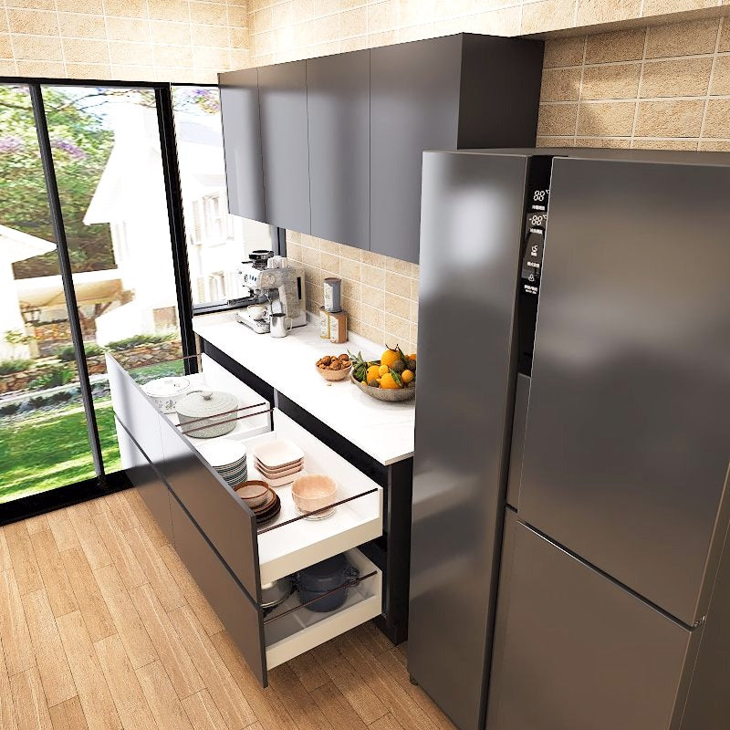 SCHMITT Airy Series SmartFit System 32ft Water Resistant Kitchen Cabinet - AIRY 2 picket and rail