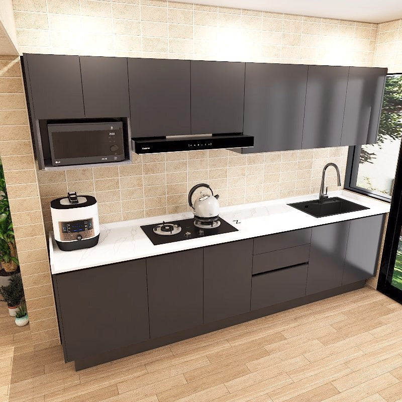 SCHMITT Airy Series SmartFit System 32ft Water Resistant Kitchen Cabinet - AIRY 2 picket and rail