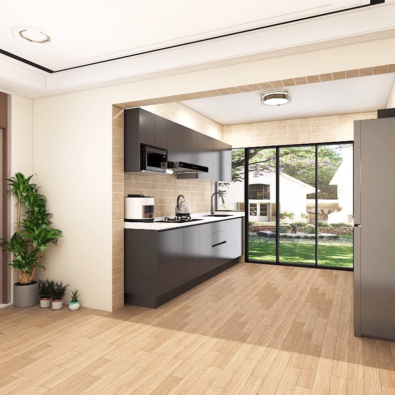 SCHMITT Airy Series SmartFit System 32ft Water Resistant Kitchen Cabinet - AIRY 2 picket and rail