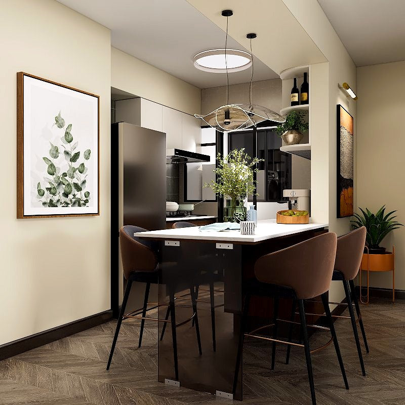 SCHMITT Flow Series SmartFit System 26ft Water Resistant Kitchen Cabinet with Dining Counter picket and rail