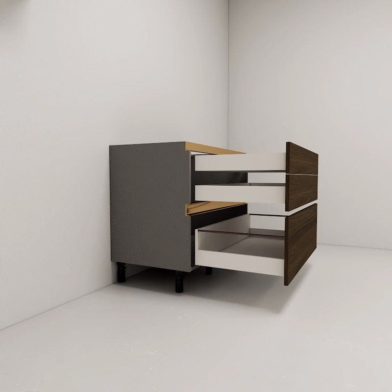 SCHMITT SmartFit System Kitchen Cabinet - Bottom Cabinet with 3 Drawers picket and rail