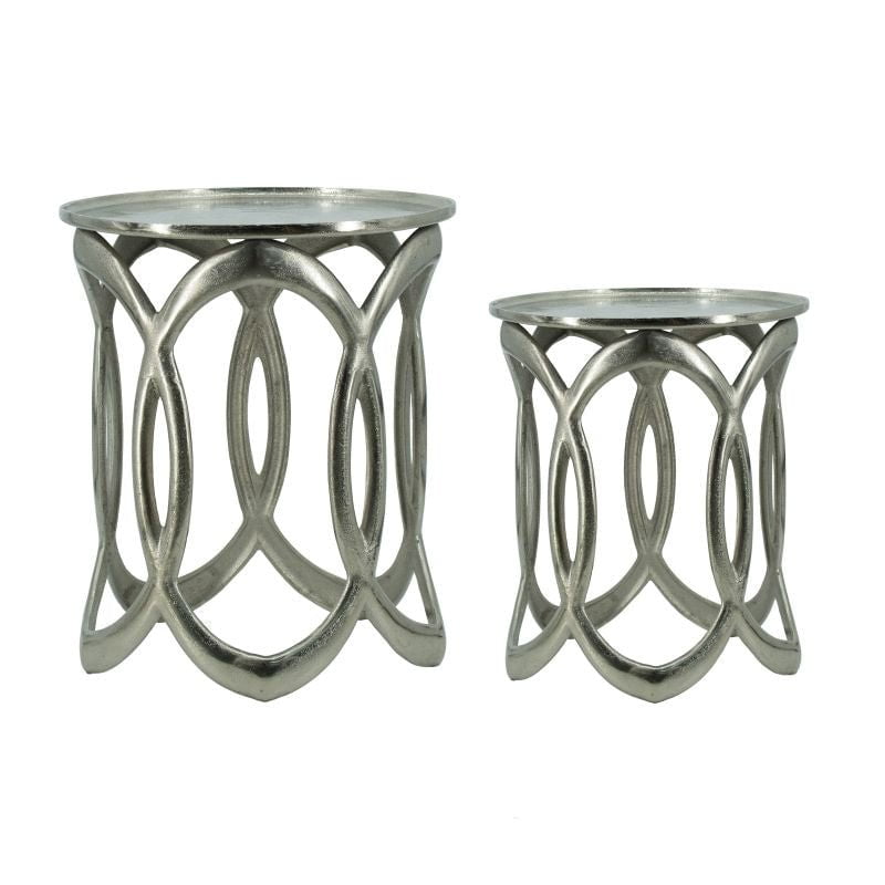 Set of 2 Silver Nesting Side Tables (48423) picket and rail