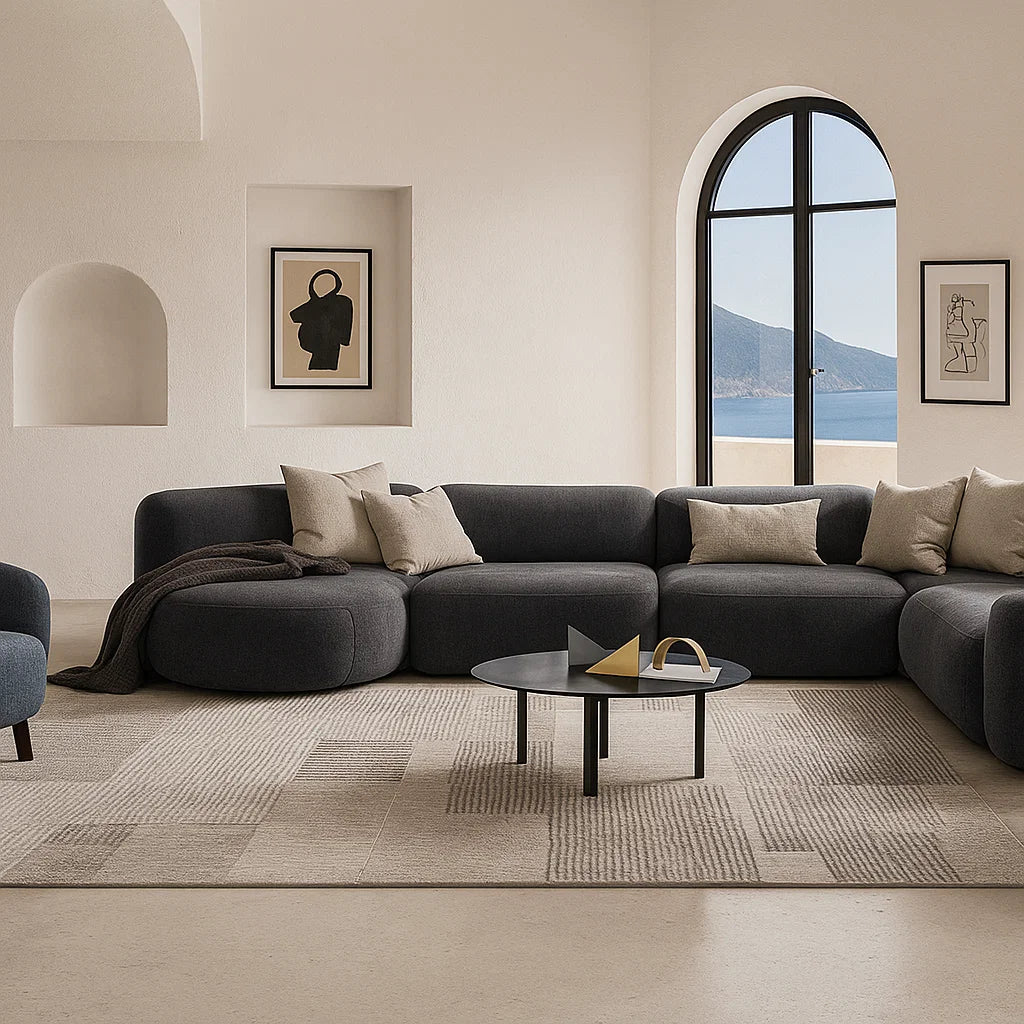 Siena (SF-12037) - Italian Minimalist Custom Sofa Bespoke in Leather & Fabric picket and rail