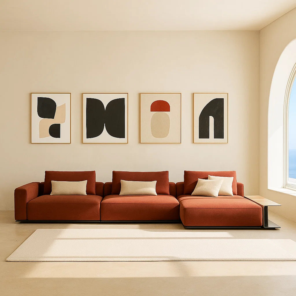 Sileo (SF-12033) - Italian Minimalist Custom Sofa Bespoke in Leather & Fabric picket and rail