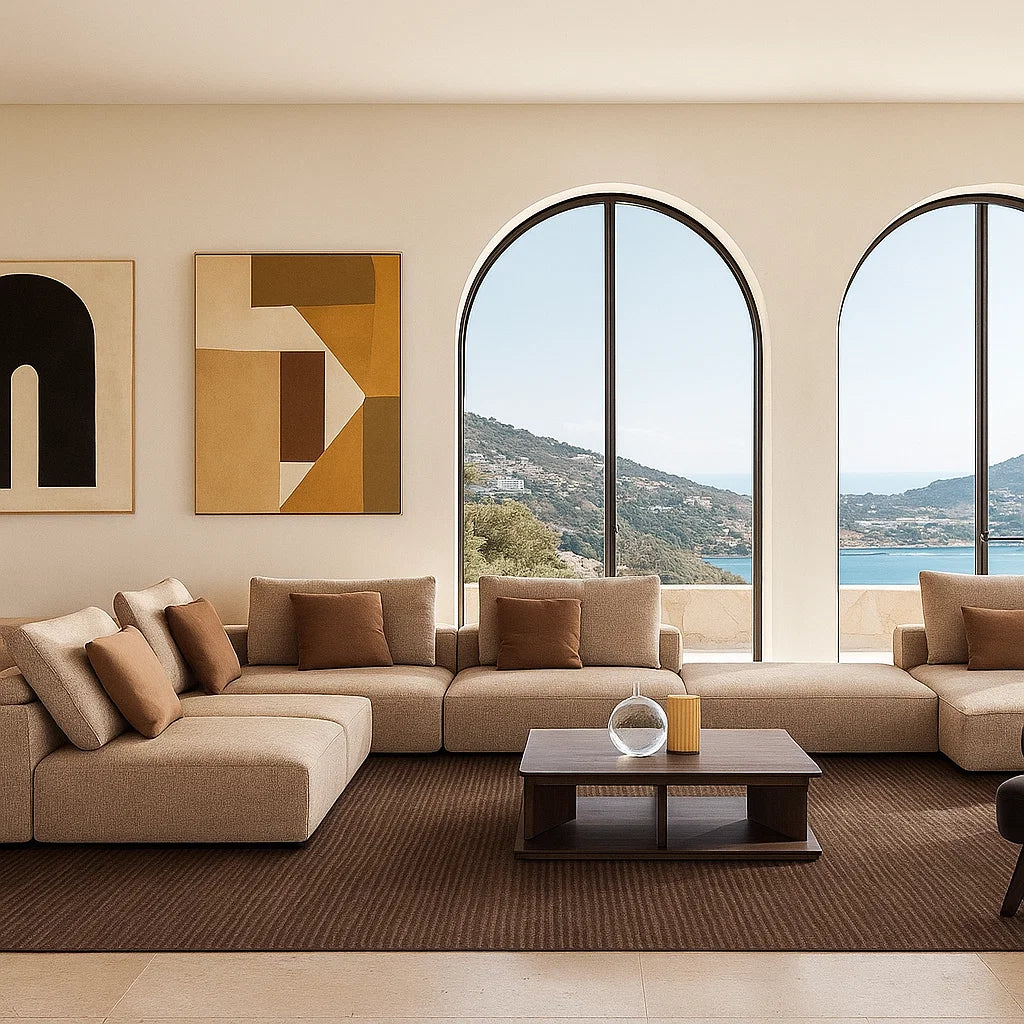Sileo (SF-12033) - Italian Minimalist Custom Sofa Bespoke in Leather & Fabric picket and rail