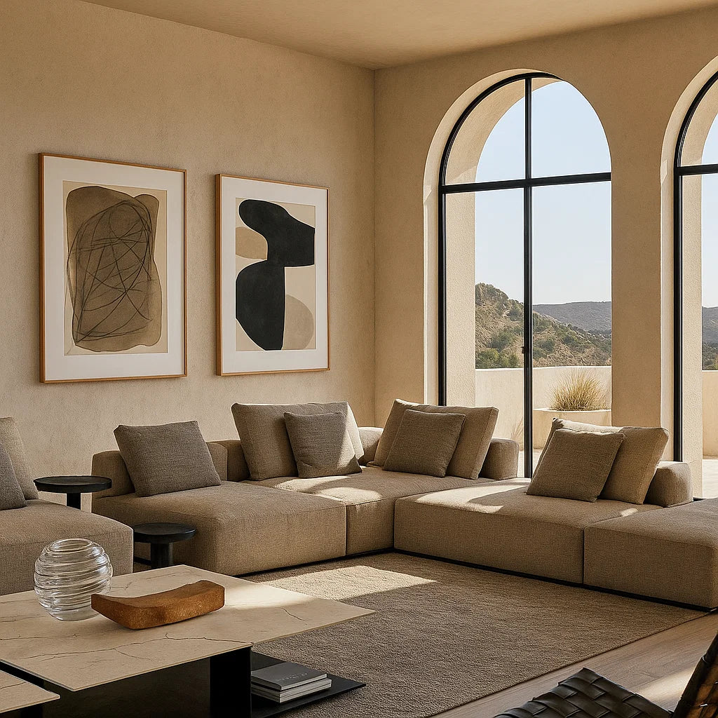 Sileo (SF-12033) - Italian Minimalist Custom Sofa Bespoke in Leather & Fabric picket and rail