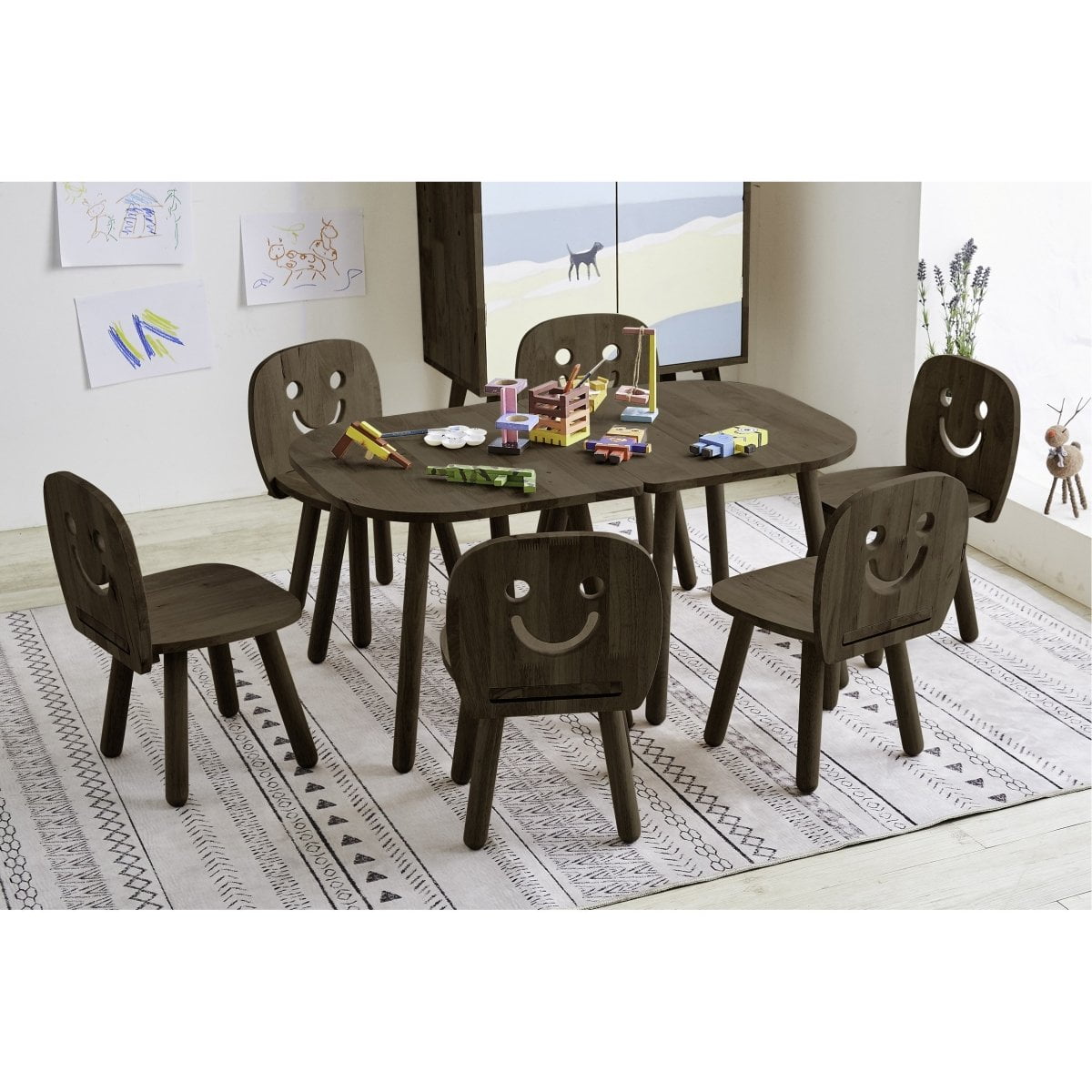 Smart Solid Wood 1 Dining/Study/Play Kids Table Col: Walnut (WIL-6514T) picket and rail