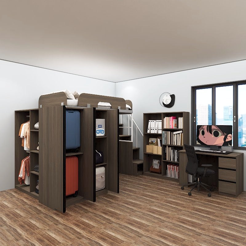 SOGAL Customized Bunk Bed Loft with Built-in Storage Cabinets and Study - BBTS-5 picket and rail