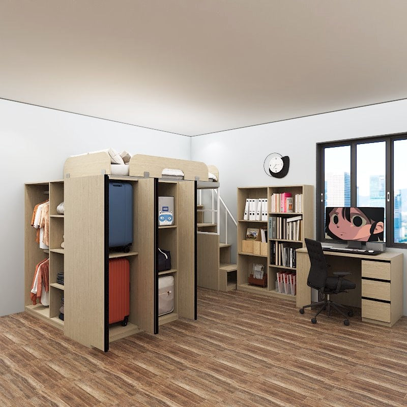 SOGAL Customized Bunk Bed Loft with Built-in Storage Cabinets and Study - BBTS-5 picket and rail