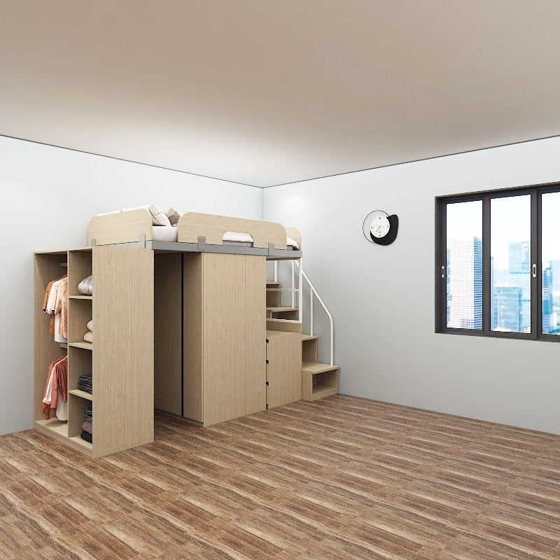 SOGAL Customized Bunk Bed Loft with Built-in Storage Cabinets and Study - BBTS-5 picket and rail