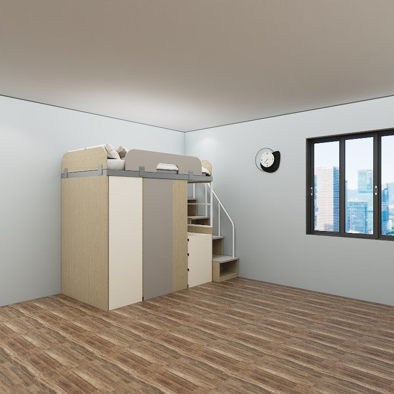 SOGAL Customized Bunk Bed Loft with Built-in Storage Cabinets and Study - BBTS-5 picket and rail