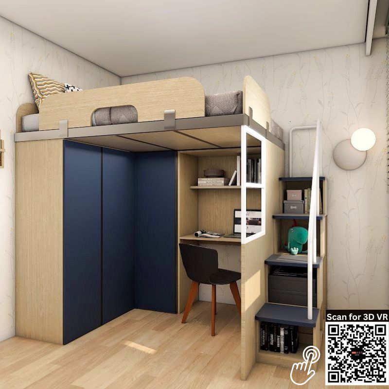 SOGAL Customized Bunk Bed Loft with Built-in Wardrobe and Storage Ladder - BBTL-4 picket and rail