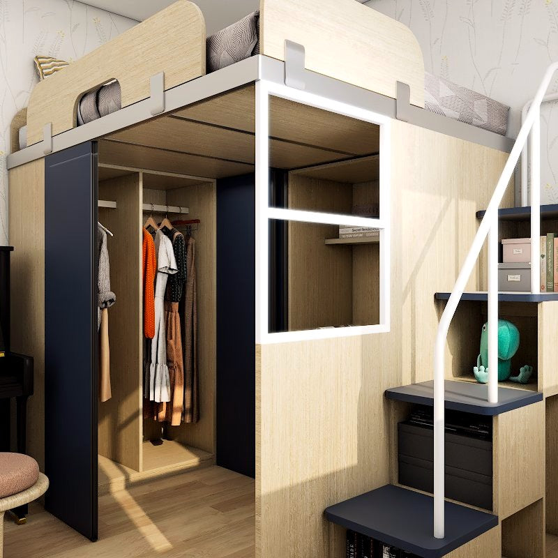 SOGAL Customized Bunk Bed Loft with Built-in Wardrobe and Storage Ladder - BBTL-4 picket and rail