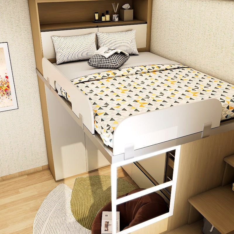 SOGAL Customized Bunk Bed Queen Size Loft with Book Shelf and Storage Cabinet - BBTL-9 picket and rail