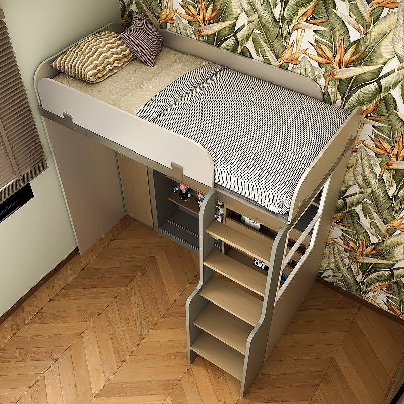 SOGAL Customized Bunk Bed with Built-in Open Wardrobe - BBTL-2 picket and rail