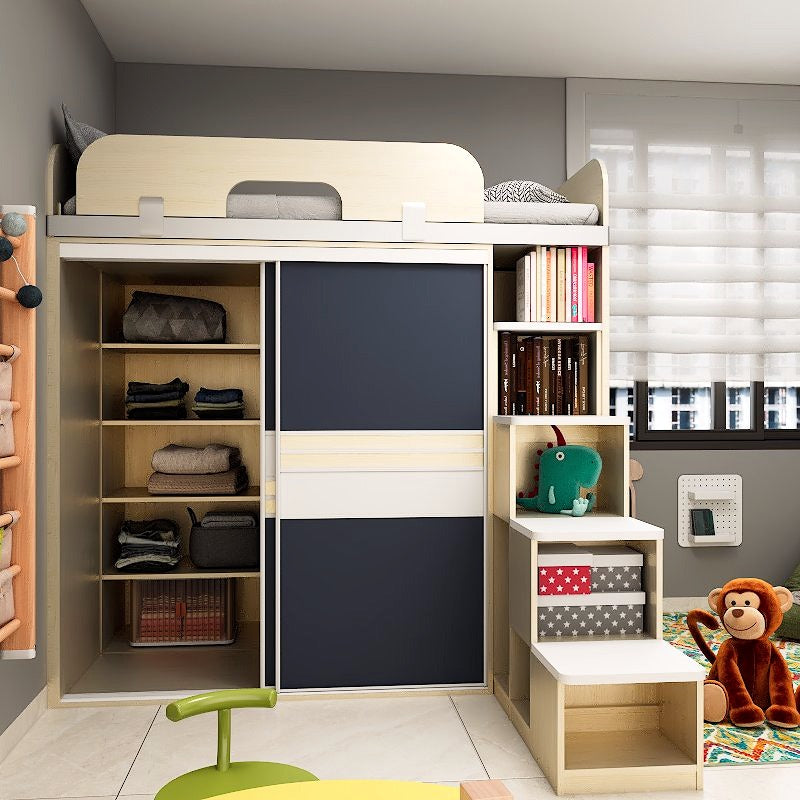 SOGAL Customized Bunk Bed with Built-in Sliding Wardrobe and Storage Ladder - BBTL-3 picket and rail
