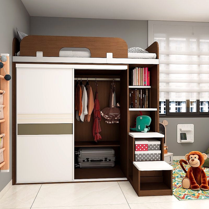 SOGAL Customized Bunk Bed with Built-in Sliding Wardrobe and Storage Ladder - BBTL-3 picket and rail