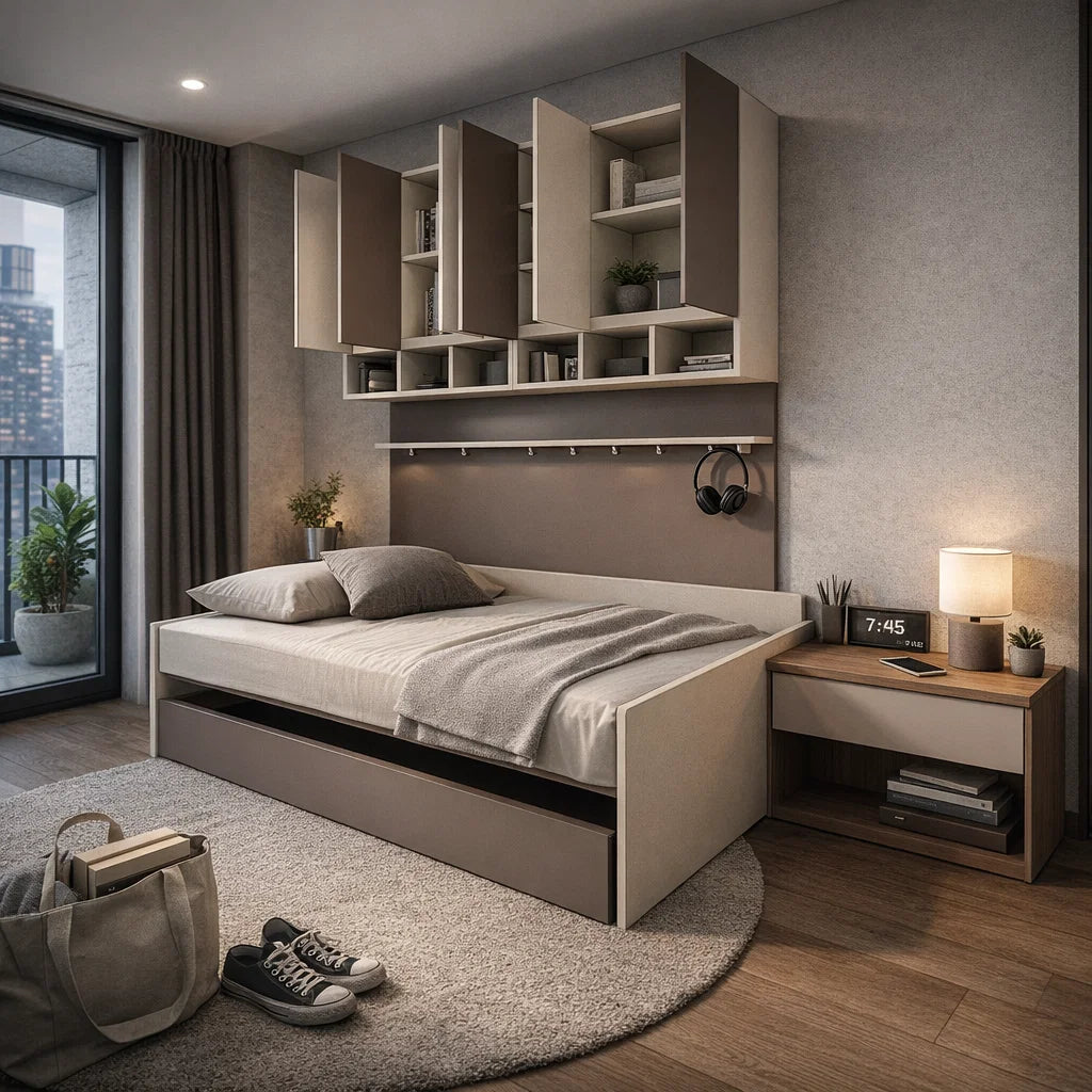 SOGAL Customized Bunk Bed with Pull-out Single Size/Super Single Size Loft - BBTL-12 picket and rail