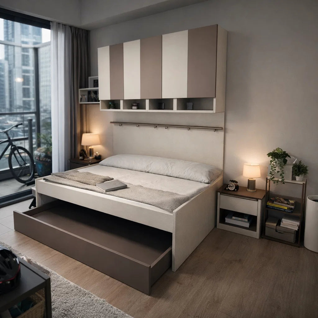 SOGAL Customized Bunk Bed with Pull-out Single Size/Super Single Size Loft - BBTL-12 picket and rail