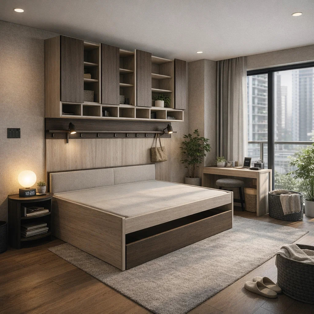 SOGAL Customized Bunk Bed with Pull-out Single Size/Super Single Size Loft - BBTL-12 picket and rail