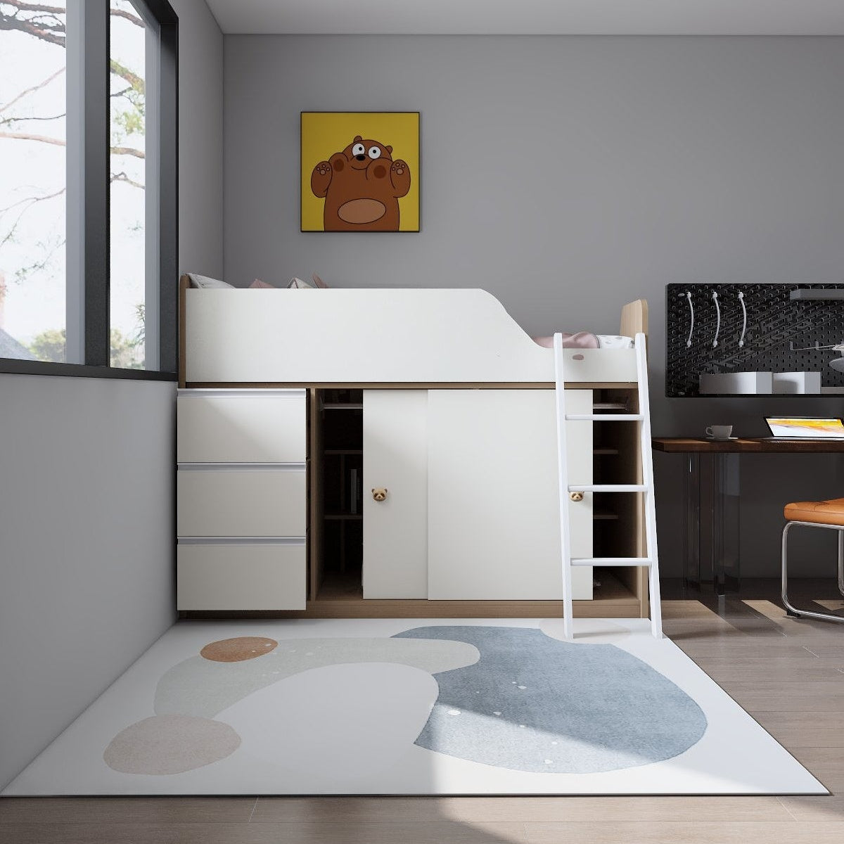 SOGAL Customized Low Bunk Bed Single Size/Super Single Size Loft - BBTL-12 picket and rail