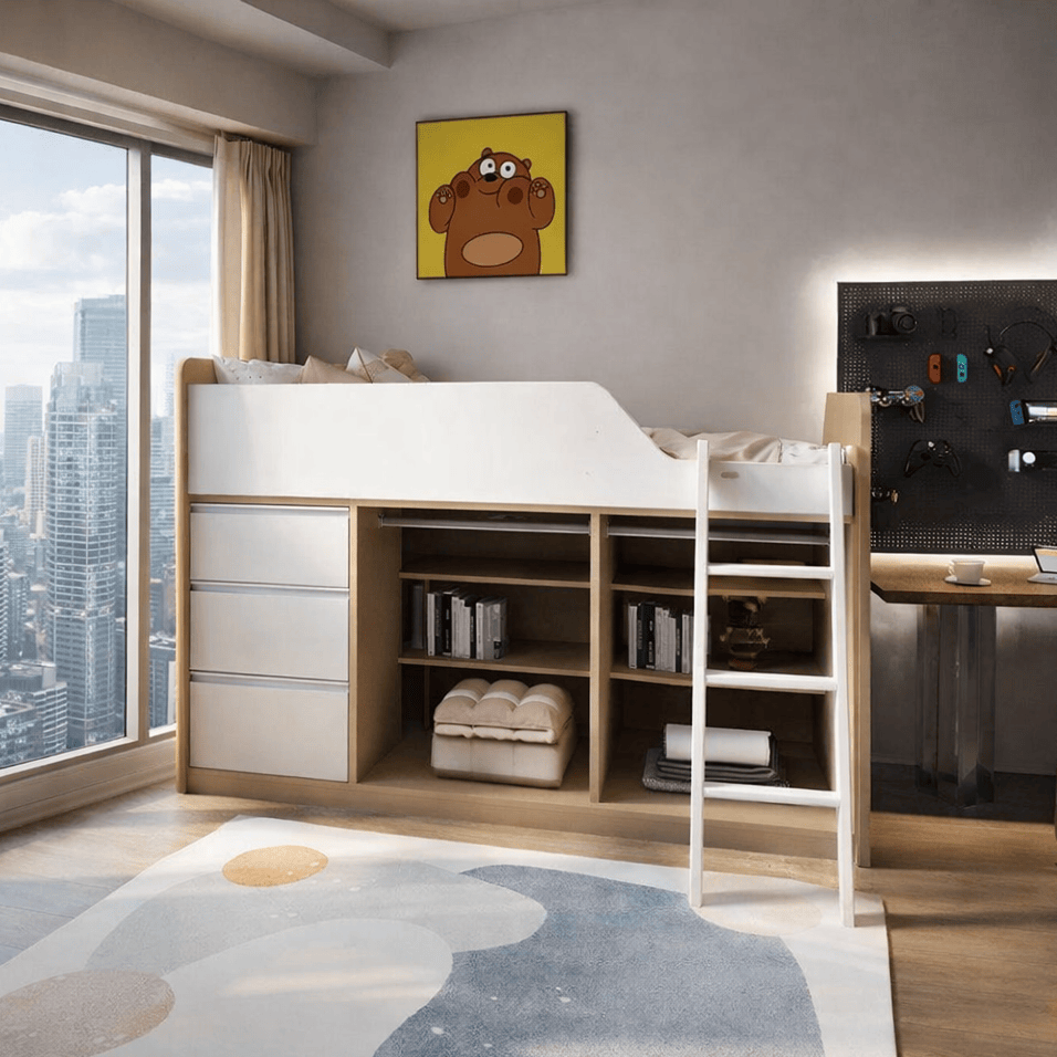 SOGAL Customized Low Bunk Bed Single Size/Super Single Size Loft - BBTL-12 picket and rail