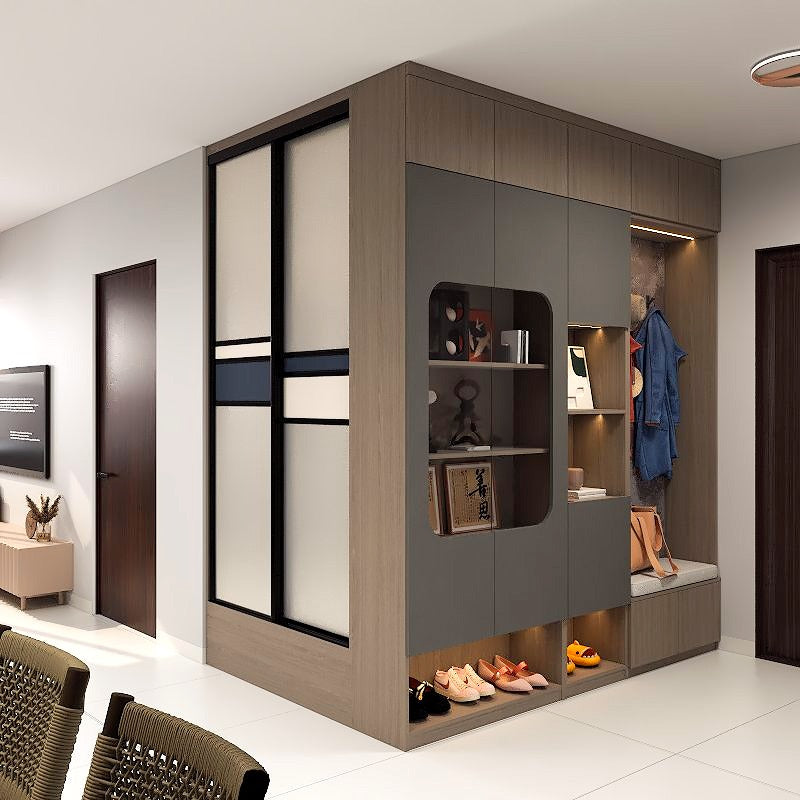 SOGAL Customized Modern Entrance Cabinet/Shoe Cabinet with Hidden Room picket and rail