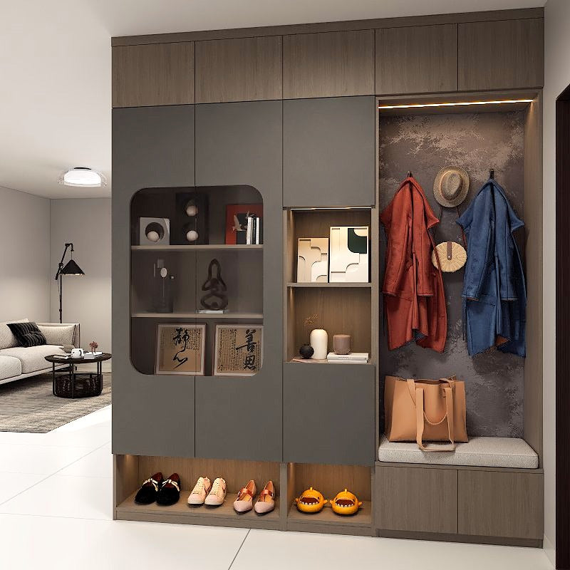 SOGAL Customized Modern Entrance Cabinet/Shoe Cabinet with Hidden Room picket and rail