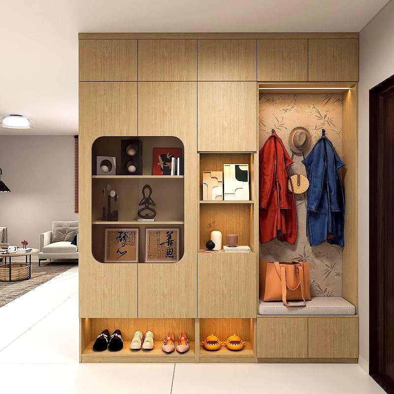 SOGAL Customized Modern Entrance Cabinet/Shoe Cabinet with Hidden Room picket and rail
