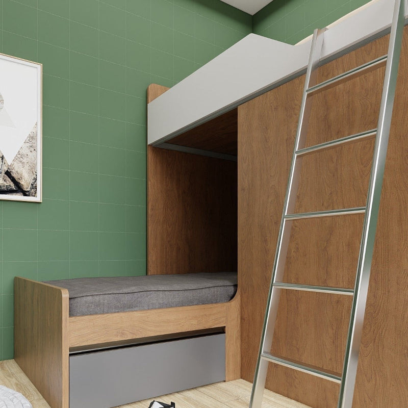 SOGAL Customized Split-Level Bunk Bed Single Size/Super Single Size Loft - BBTL-11 picket and rail