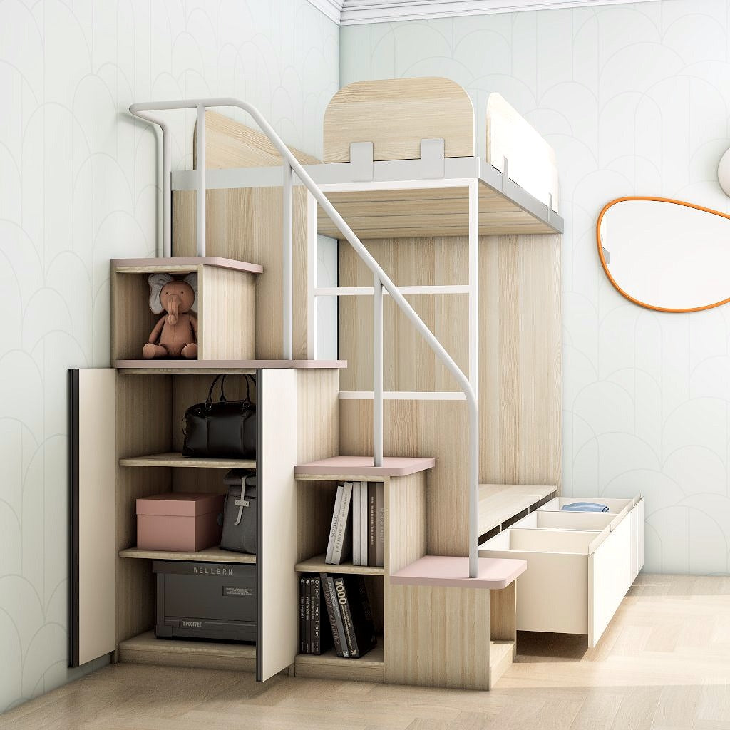 SOGAL Customized Super Single Bunk Bed Loft with Super Single Size Tatami Storage Bed - BBTT-8 picket and rail