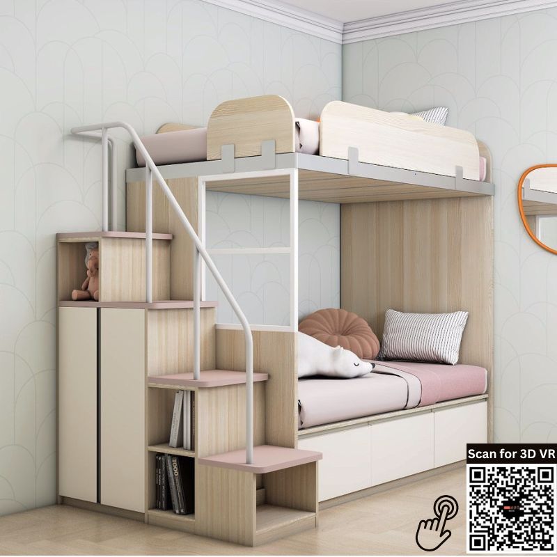 SOGAL Customized Super Single Bunk Bed Loft with Super Single Size Tatami Storage Bed - BBTT-8 picket and rail