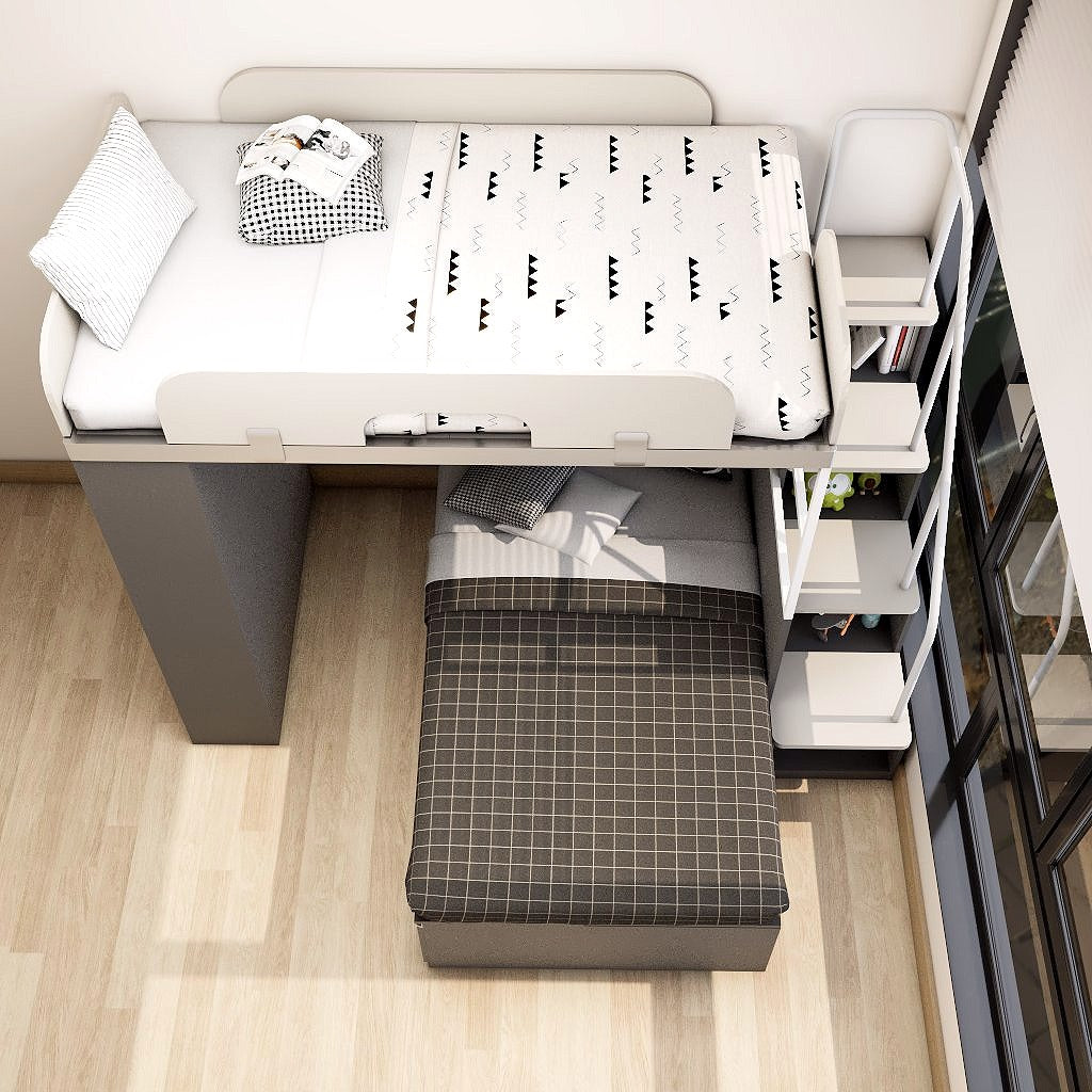 SOGAL Customized Super Single Bunk Bed Loft with Super Single Tatami Storage Bed - BBTT-6 picket and rail