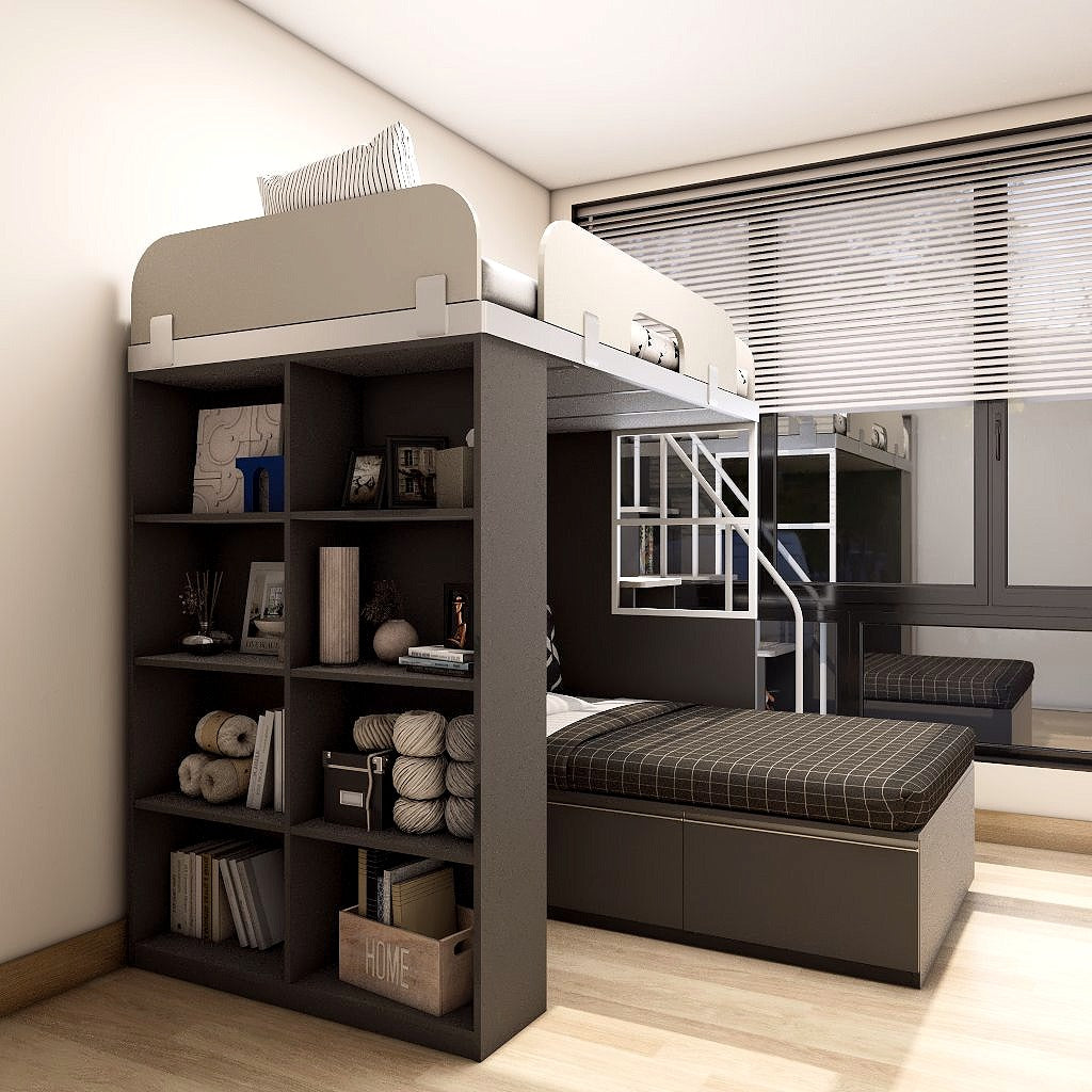 SOGAL Customized Super Single Bunk Bed Loft with Super Single Tatami Storage Bed - BBTT-6 picket and rail