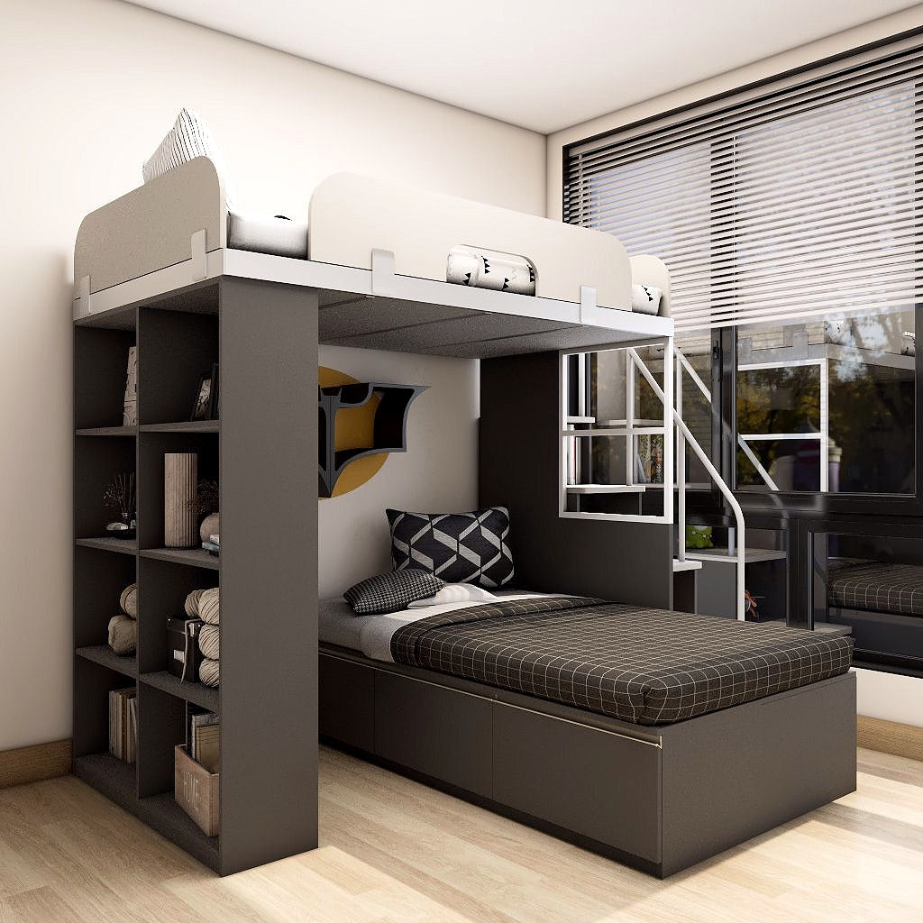 SOGAL Customized Super Single Bunk Bed Loft with Super Single Tatami Storage Bed - BBTT-6 picket and rail