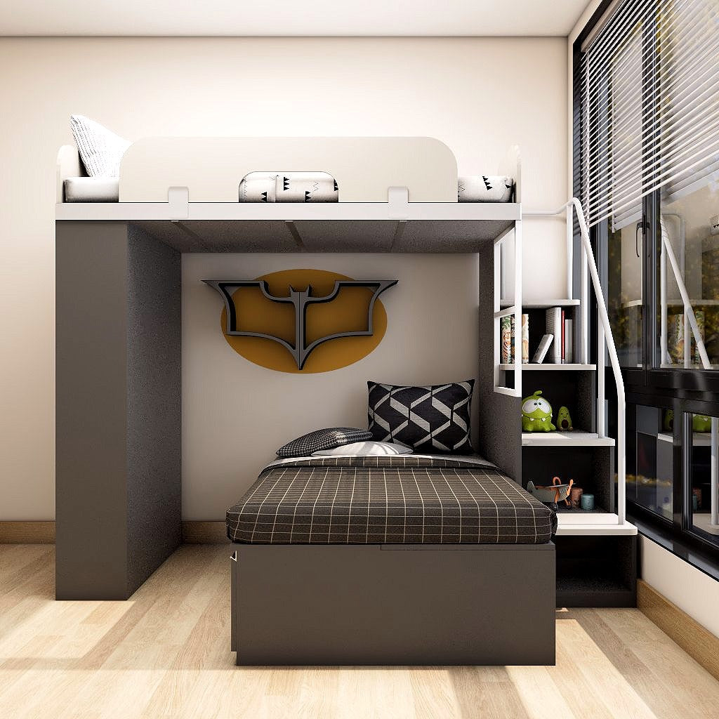 SOGAL Customized Super Single Bunk Bed Loft with Super Single Tatami Storage Bed - BBTT-6 picket and rail