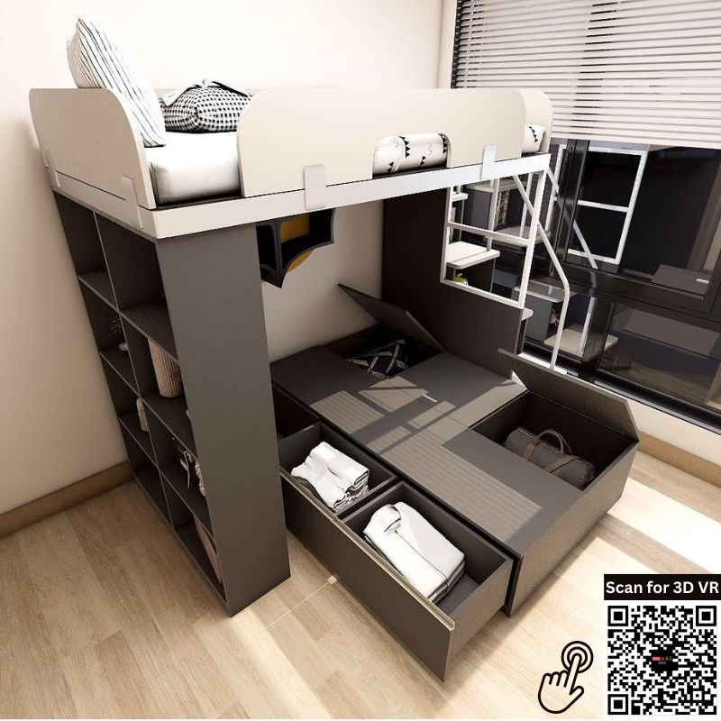 SOGAL Customized Super Single Bunk Bed Loft with Super Single Tatami Storage Bed - BBTT-6 picket and rail