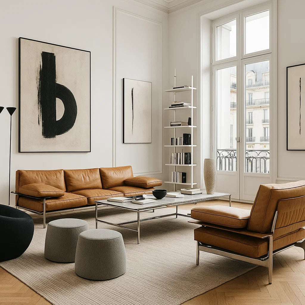 Sorrelle (SF12045) - Italian Minimalist Custom Sofa Bespoke in Leather & Fabric picket and rail