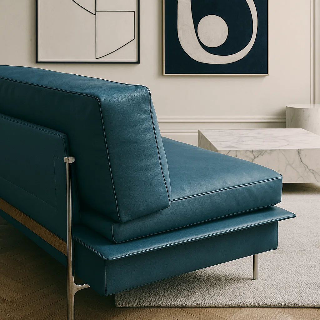 Sorrelle (SF12045) - Italian Minimalist Custom Sofa Bespoke in Leather & Fabric picket and rail