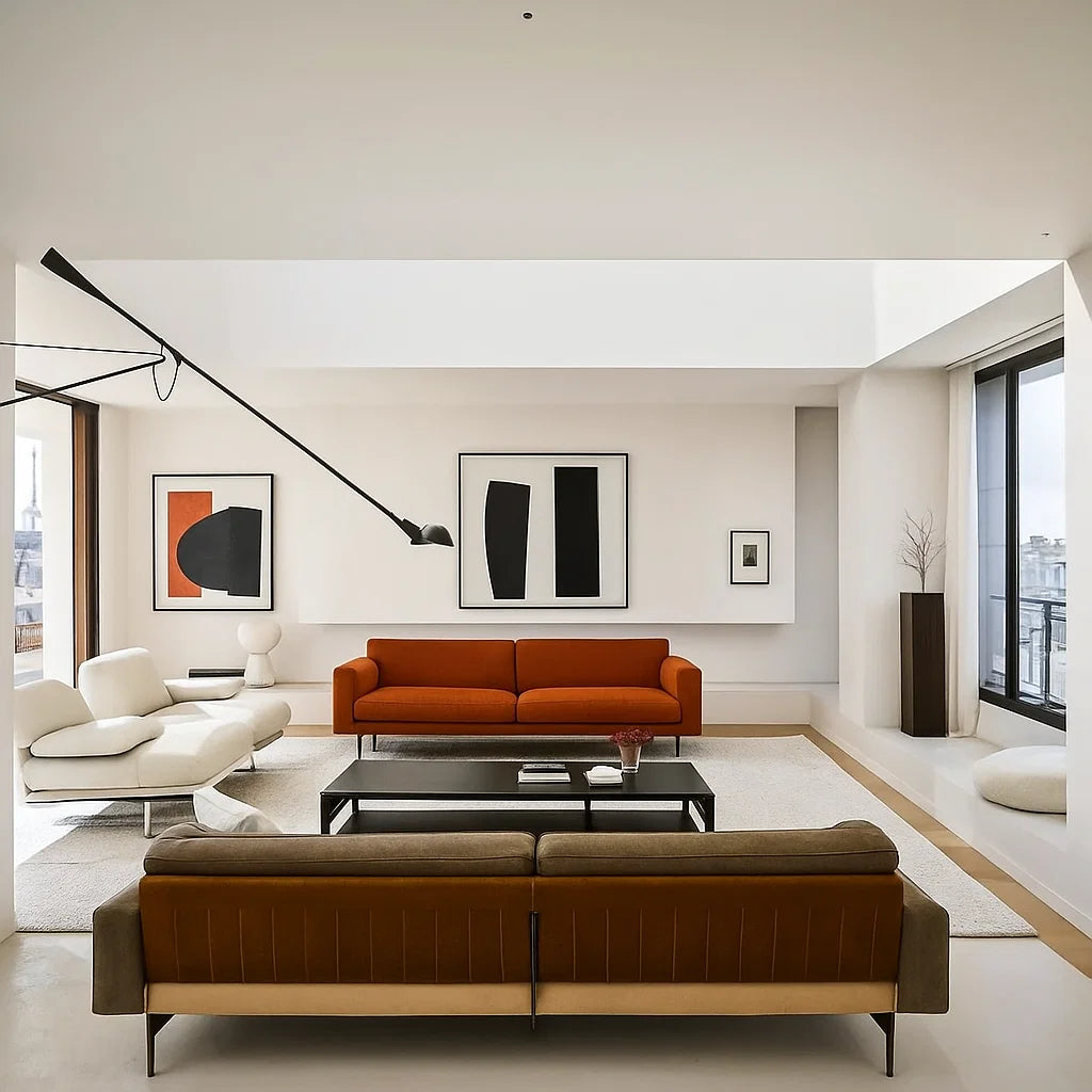 Sorrelle (SF12045) - Italian Minimalist Custom Sofa Bespoke in Leather & Fabric picket and rail