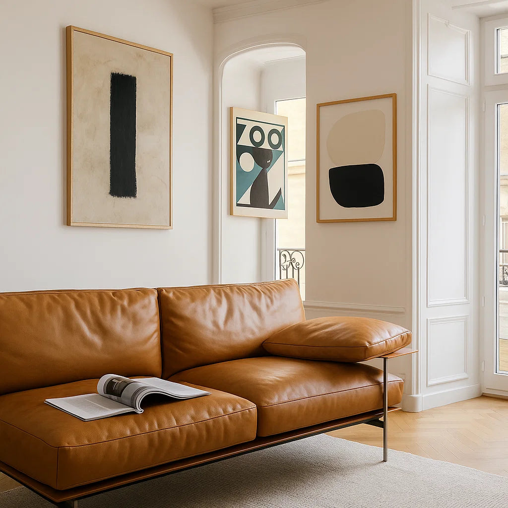 Sorrelle (SF12045) - Italian Minimalist Custom Sofa Bespoke in Leather & Fabric picket and rail